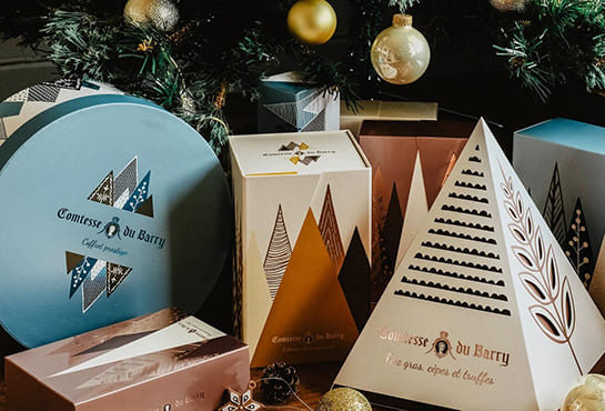 Assortiment de boîtes festives Comtesse du Barry, foie gras et truffes